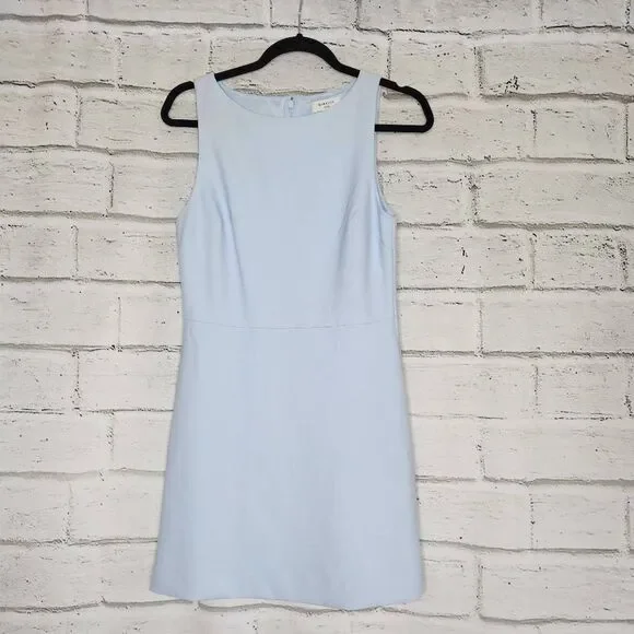 Aritzia Babaton Womens Dew Blue Satin Spectre Mini Fit and Flare Dress Size 2 - Picture 1 of 10